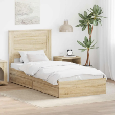 Ágykeret fiókkal fejtámlával Sonoma tölgy 75 x 190 cm Faanyag ágy és ágykellék