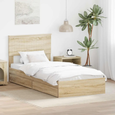  Ágykeret fiókkal fejtámlával Sonoma tölgy 90 x 190 cm Faanyag ágy és ágykellék
