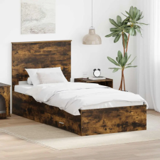  Ágykeret fiókkal Füstölt tölgy és ezüst 75 x 190 cm Faanyag ágy és ágykellék