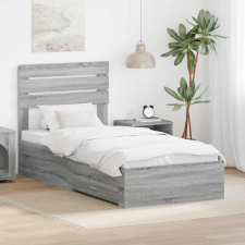  Ágykeret fiókkal Szürke Sonoma és ezüst 75 x 190 cm Faanyag ágy és ágykellék