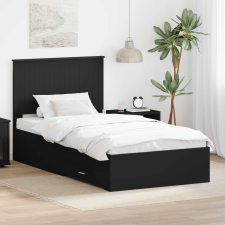  Ágykeret fiókkal tárolóval Fekete és Ezüst 100 x 200 cm Faanyag ágy és ágykellék