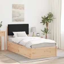  Ágykeret Kárpitozott Fejtámlával fejtámlával Fekete 90 x 200 cm ágy és ágykellék