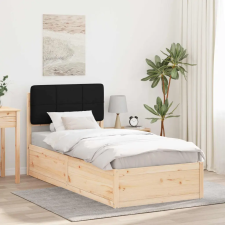  Ágykeret Kárpitozott Fejtámlával Fekete 100 x 200 cm ágy és ágykellék