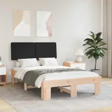  Ágykeret Kárpitozott Fejtámlával Fekete 120 x 200 cm ágy és ágykellék
