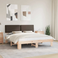  Ágykeret Kárpitozott Fejtámlával Tópszínű 200 x 200 cm ágy és ágykellék