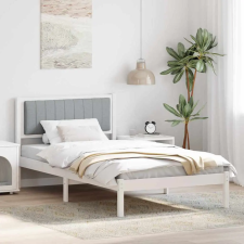  Ágykeret Kárpitozott Fejtámlával Világosszürke 100 x 200 cm ágy és ágykellék