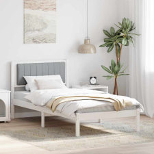  Ágykeret Kárpitozott Fejtámlával Világosszürke 90 x 200 cm ágy és ágykellék