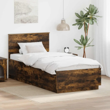  Ágykeret LED -es lámpákkal Füstölt tölgy 100 x 200 cm Faanyag ágy és ágykellék