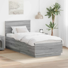  Ágykeret LED -es lámpákkal Szürke Sonoma 100 x 200 cm Faanyag ágy és ágykellék