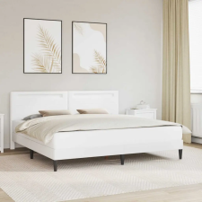  Ágykeret LED szalagokkal fejtámlával Fehér 180 x 200 cm Műbőr ágy és ágykellék