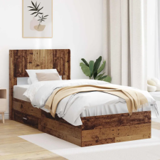  Ágykeret tárolóval és fejtámlával Antik Fa 90 x 190 cm ágy és ágykellék