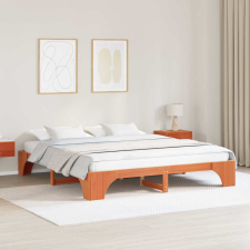  Ágykeret Viaszbarna 200 x 200 cm Tömör fenyőfa ágy és ágykellék