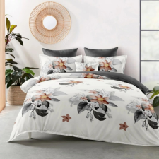  Ágyneműhuzat Flanel Nancy szürke barack virágos 7 részes lakástextília