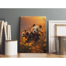 Ai Generált Állatos Vászonkép - Panda Testvérek grafika, keretezett kép