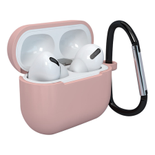  Airpods 3 tartó: AirPods 3 tartó - pink szilikon, fém karabinerrel audió kellék