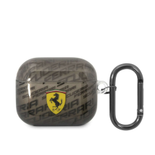 Airpods / Airpods 2 szilikon tok akasztóval, fekete, Ferrari FEA2UAOK fülhallgató, fejhallgató tok