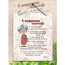  Ajándék nagyszülőknek - Falikép - A nagymama házirendje grafika, keretezett kép