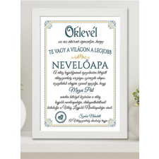  Ajándék nevelőapának - Apák napi oklevél nagy grafika, keretezett kép