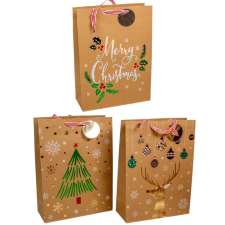  Ajándék tasak kari mintával kraft 40x30cm dekorációs kellék