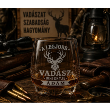Ajándékbor Kft Gravírozott vadász whiskys pohár névvel ajándéktárgy