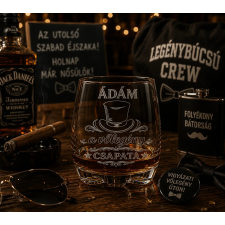 Ajándékbor Kft Legénybúcsús gravírozott whiskys pohár ajándéktárgy