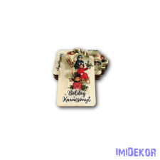 Ajándékcímke 5db/csomag 6,5x4cm - Retró Szánkózó gyermekek dekorációs kellék