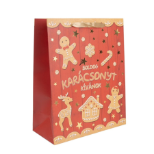  Ajándéktasak mézeskalács figurás 18x23cm dekorációs kellék