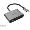 Akasa USB 2.0 Type C VGA/D-Sub + HDMI Átalakító Szürke 18cm AK-CBCA23-18BK