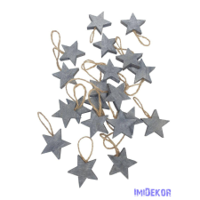  Akasztós rusztikus fa csillagok - Szürke dekorációs kellék