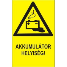  Akkumulátor helyiség! - öntapadó, 160*240mm információs tábla, állvány