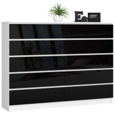 AKORD Furniture Factory 10 fiókos komód P121_160 - fehér/fényes fekete bútor