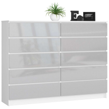 AKORD Furniture Factory 10 fiókos komód P121_160 - fehér/fényes szürke bútor
