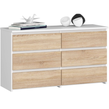 AKORD Furniture Factory 6 fiókos komód P57_100 - fehér/sonoma bútor