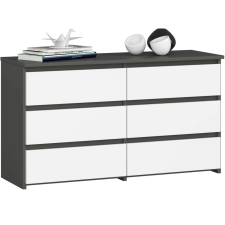 AKORD Furniture Factory 6 fiókos komód P57_100 - grafitszürke/fehér bútor