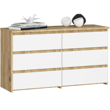 AKORD Furniture Factory 6 fiókos komód P57_100 - kézműves tölgy/fehér bútor