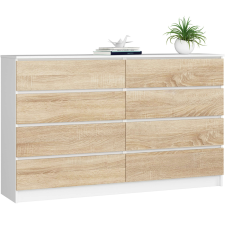 AKORD Furniture Factory 8 fiókos komód P121_160 - fehér/sonoma bútor