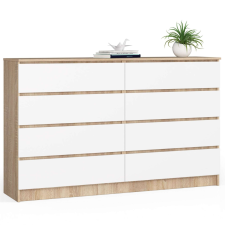 AKORD Furniture Factory 8 fiókos komód P121_160 - sonoma/fehér bútor