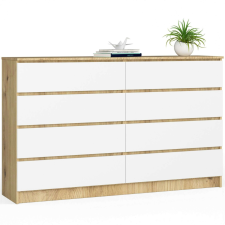 AKORD Furniture Factory 8 fiókos komód P121_160 - tölgy/fehér bútor