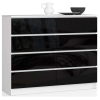 AKORD Furniture Factory 8 fiókos komód P99_120 - fehér/fekete fényes
