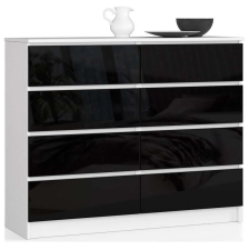 AKORD Furniture Factory 8 fiókos komód P99_120 - fehér/fekete fényes bútor