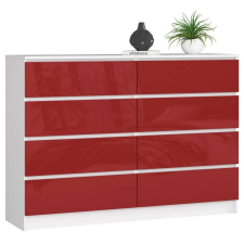 AKORD Furniture Factory 8 fiókos komód P99_138 - fehér/piros fényes bútor
