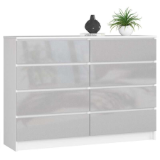 AKORD Furniture Factory 8 fiókos komód P99_138 - fehér/szürke fényes bútor