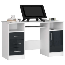 AKORD Furniture Factory Ana Íróasztal Fehér / Grafit Magasfényű íróasztal