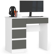 AKORD Furniture Factory Balkezes íróasztal 3 fiókkal P77_90 - fehér/grafitszürke íróasztal