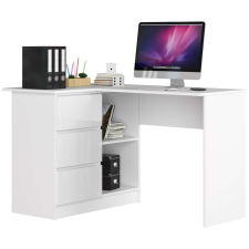 AKORD Furniture Factory Balkezes sarok íróasztal P124_77 - fényes fehér íróasztal
