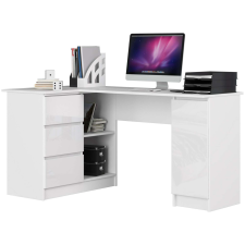 AKORD Furniture Factory Balkezes sarok íróasztal P77_155 - fényes fehér íróasztal