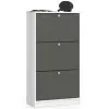 AKORD Furniture Factory Cipősszekrény 3 Nyíló Ajtóval 60 cm - Fehér-grafit Szürke