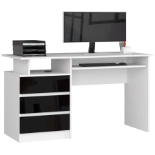 AKORD Furniture Factory CLP ÍRÓASZTAL 135cm FEHÉR / FEKETE MAGASFÉNYŰ íróasztal