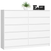  Akord Furniture Factory - Fehér CLP 160 cm Komód, 10 Fiokkal, Laminált Deszkával és ABS Élzáróval, Összeszerelhető Bútor, Modern Matt Felület, Blokkolható Fiokokkal