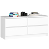 AKORD Furniture Factory Fehér Mat Komód 120cm - 4 Fiókos, CLP Rendszerű Laminált Bútor, ABS Szegéllyel